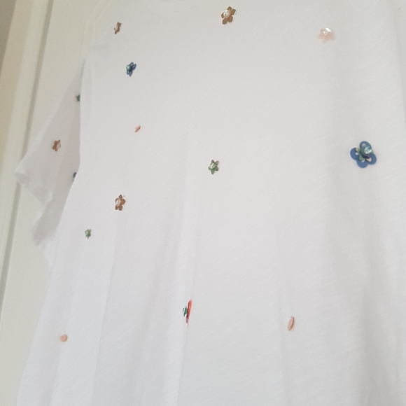 J. Crew Flower Decal Short Sleeve Top - Picture 3 of 7